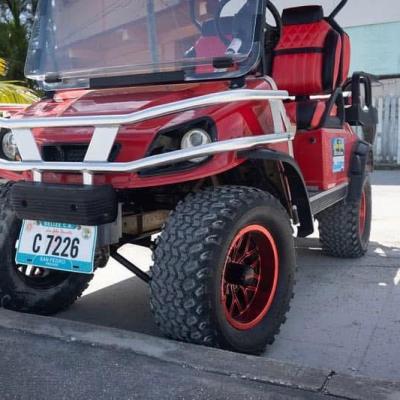 a truck is parked on the side of a road